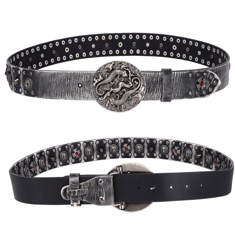 Punk Rivet Leather Belt for Men & Women