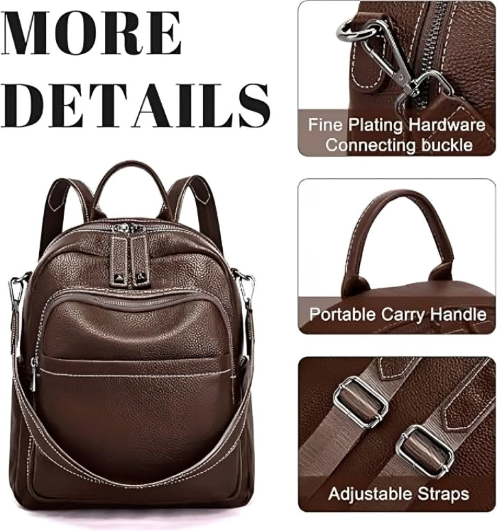 Genuine Leather Convertible Backpack Purse for Women
