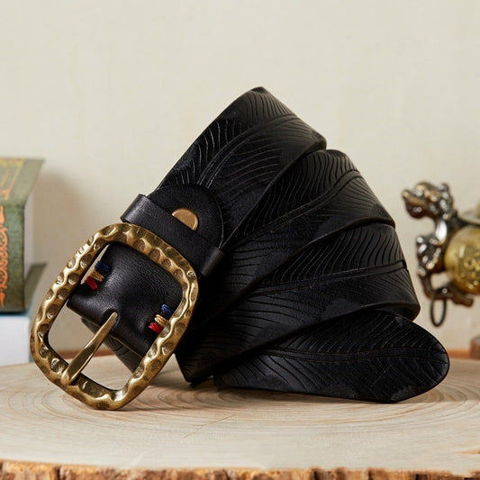 Street Style Cowhide Leather Belt - Bold Everyday Fit