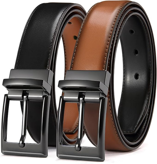 Reversible Leather Belt for Men – Black & Brown 2-in-1