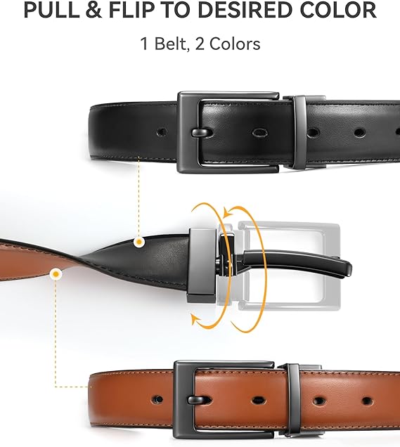 Reversible Leather Belt for Men – Black & Brown 2-in-1