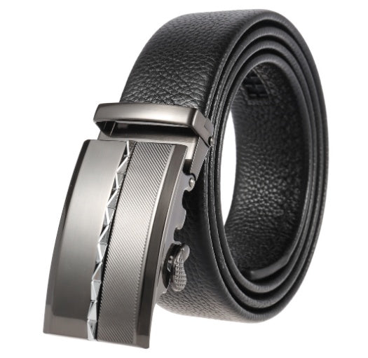 Men’s Statement Leather Ratchet Belt with Automatic Buckle