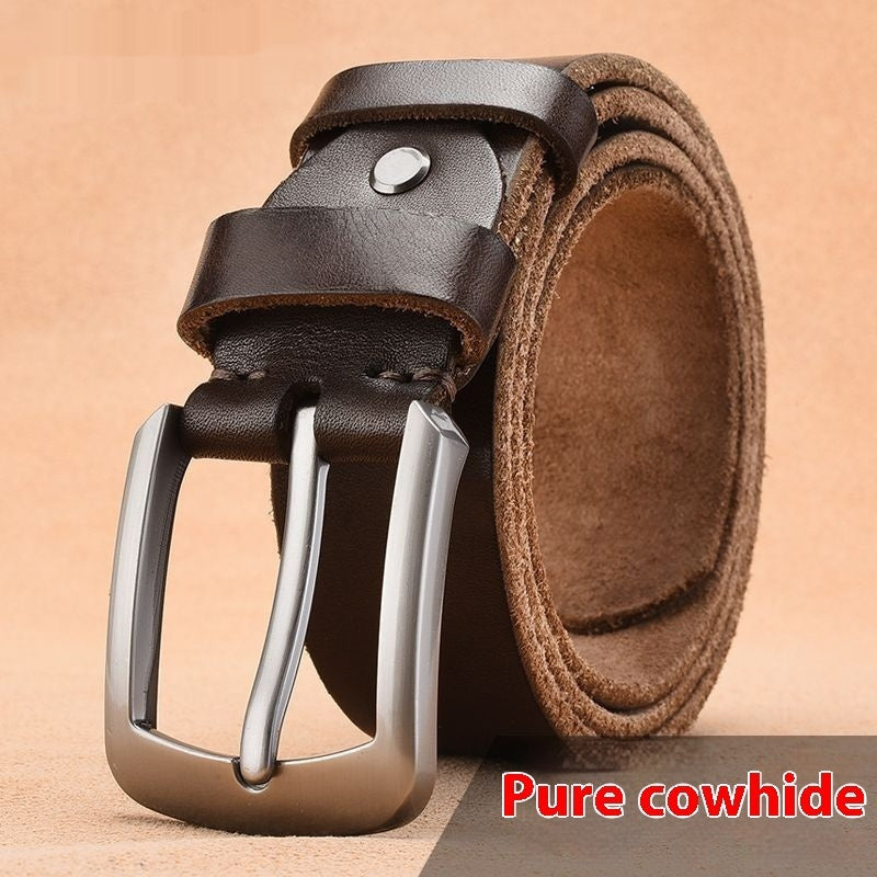 Men's 100% Italian Cow Leather Belt With Anti-Scratch Buckle