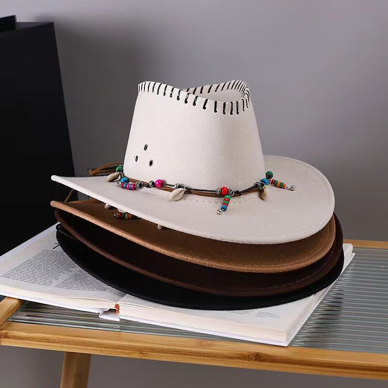 Western Cowboy Hat Men's And Women's Gem Chain Fedora Hat