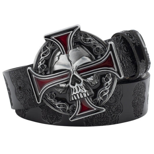 Embossed Solid Colour Ghost Head Belt Two Layer