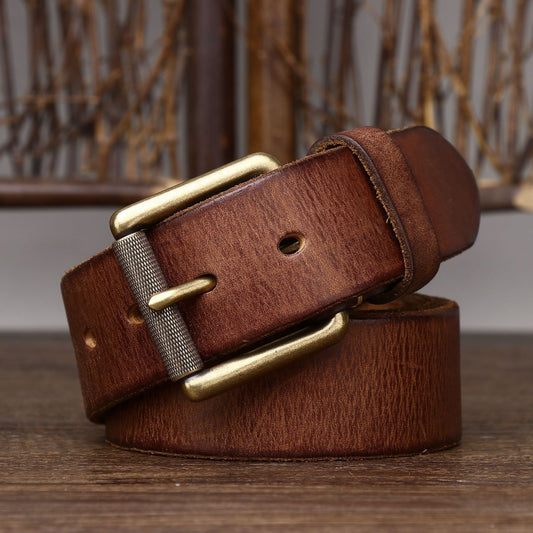 Heavy-Duty Cowhide Leather Belt - Thick 4CM Everyday Fit