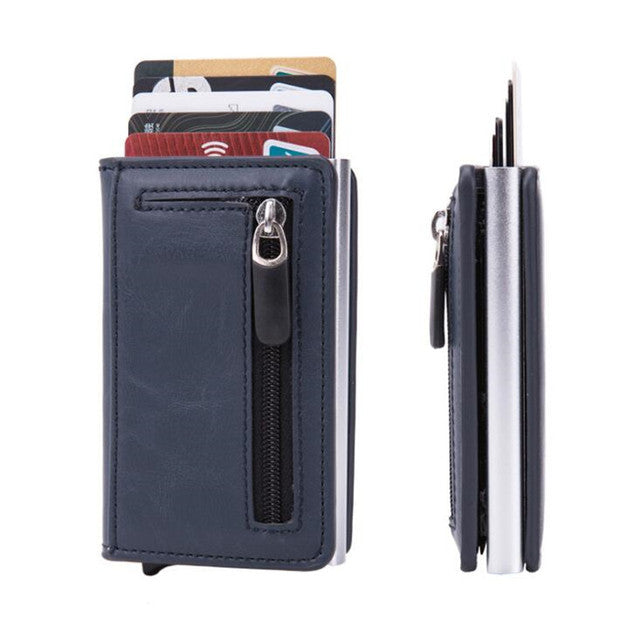 Carbon Fiber RFID Blocking Wallet – Slim Minimalist Metal Card Holder for Men & Women, Double-Sided Credit Card Case with Magnetic Closure