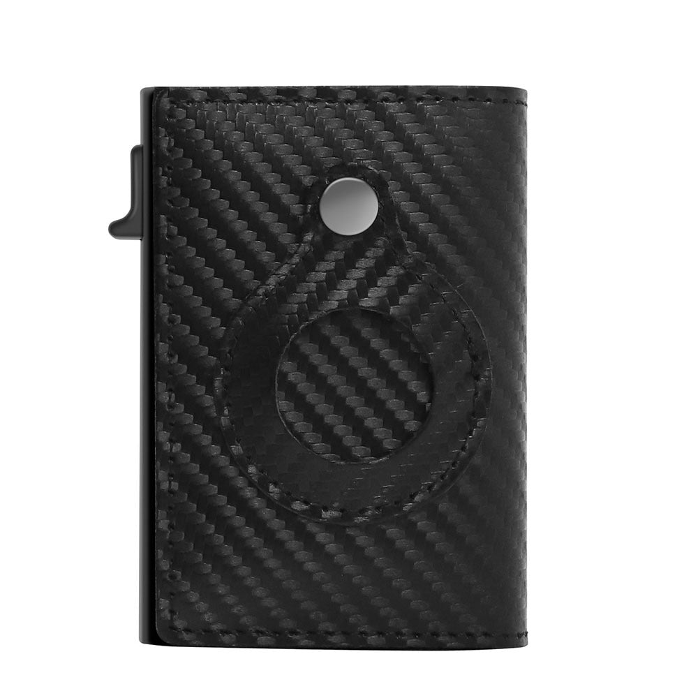 Slim PU Leather Credit Card Holder Wallet with AirTag Slot and RFID Blocking