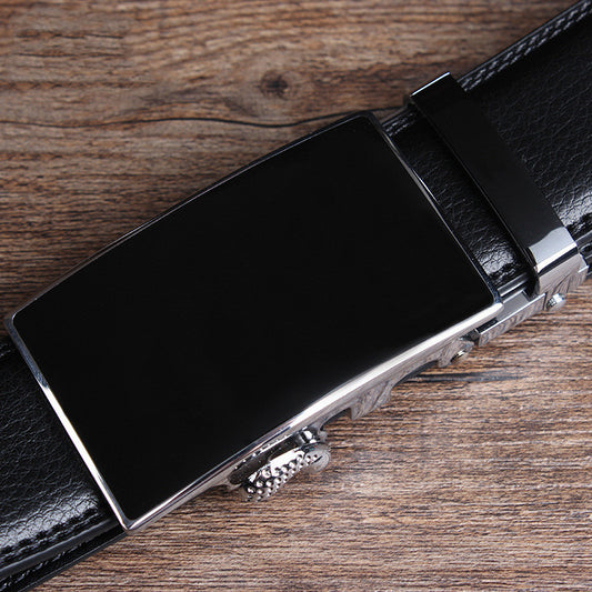 Casual Glossy Leather Belt - Auto Buckle Easy Fit