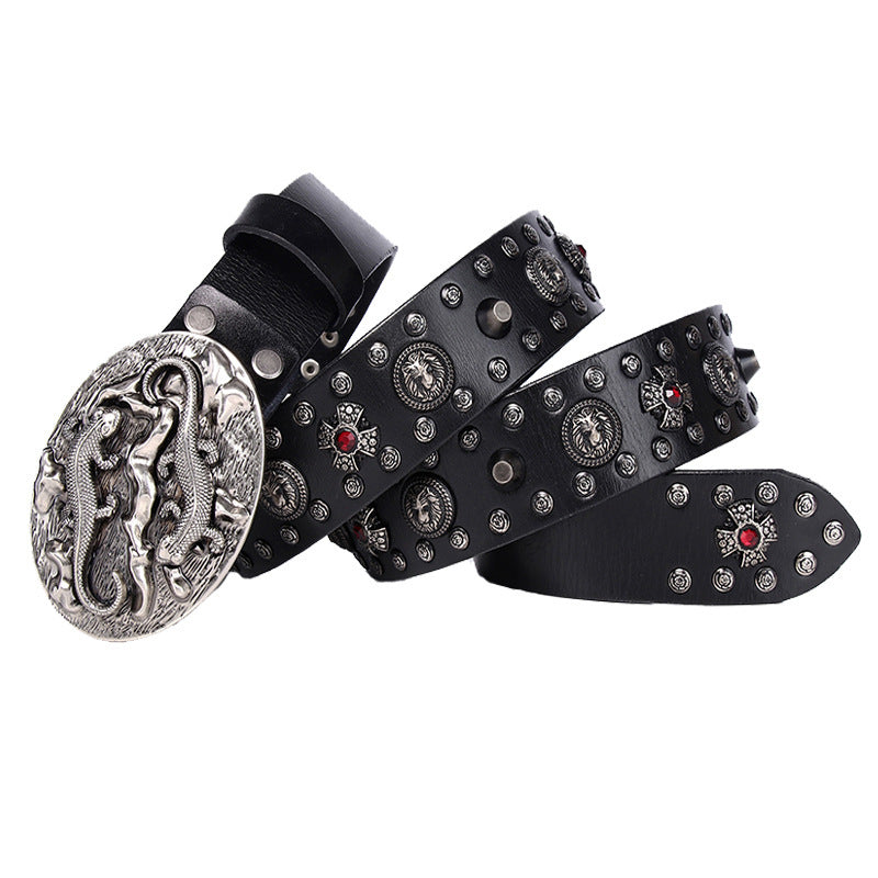 Punk Rivet Leather Belt for Men & Women