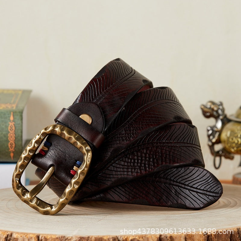 Men’s Personalized Street Style Cowhide Belt