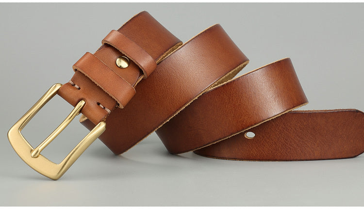 Handmade Cowhide Leather Rivet Belt for Men