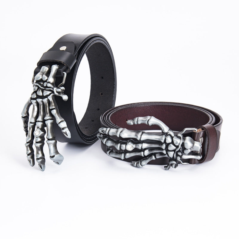 Skull Claw Buckle Genuine Leather Rider Belt