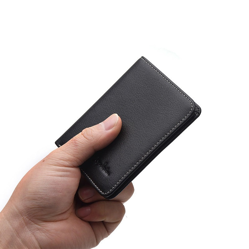 Men’s Short Genuine Leather Ultra-Thin Slim Wallet | Soft Business Style