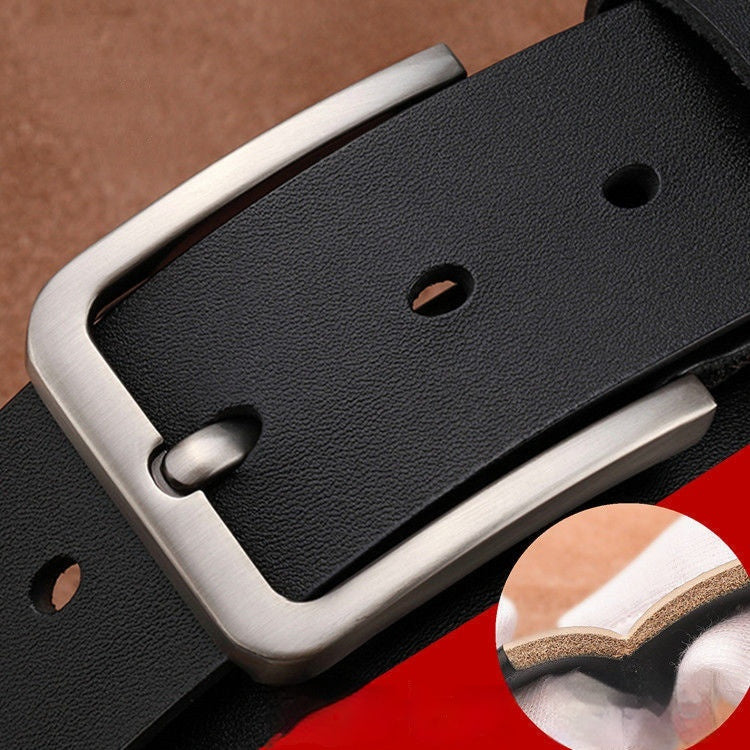 Cowhide Men’s Casual Pin Buckle Belt – Durable Leather Design