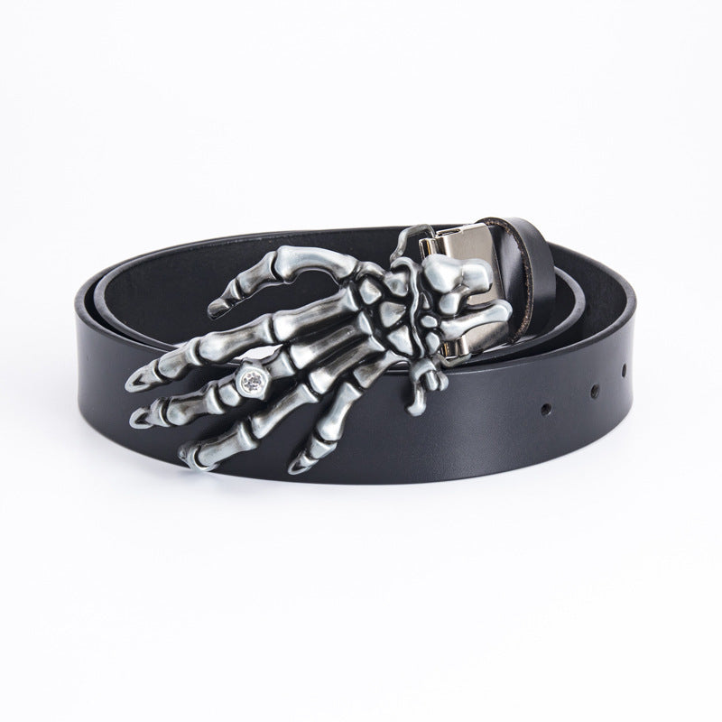 Skull Claw Buckle Genuine Leather Rider Belt