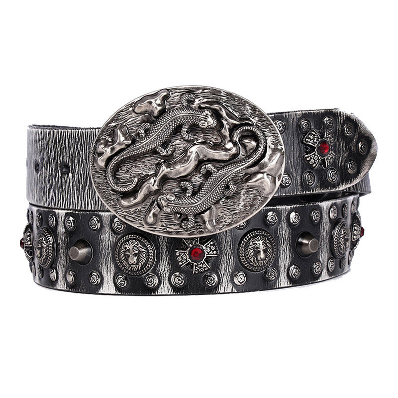 Punk Rivet Leather Belt for Men & Women