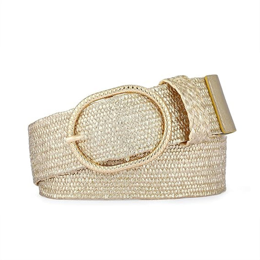Women's Gold Gilded Raffia Stretch Belt – Boho