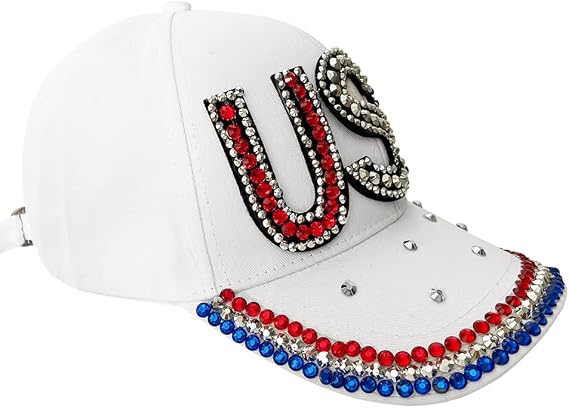 Patriotic Rhinestone Denim Baseball Cap – USA Bling