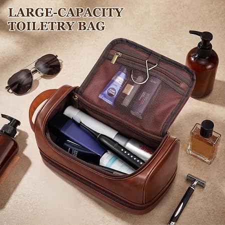 Personalized Hook Leather Toiletry Bag - Engraved
