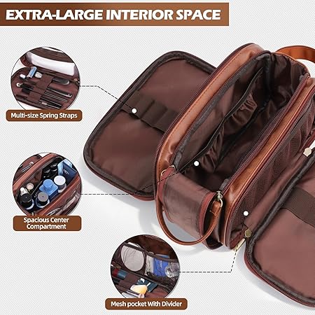 Men's Personalized Waterproof Leather Toiletry Bag