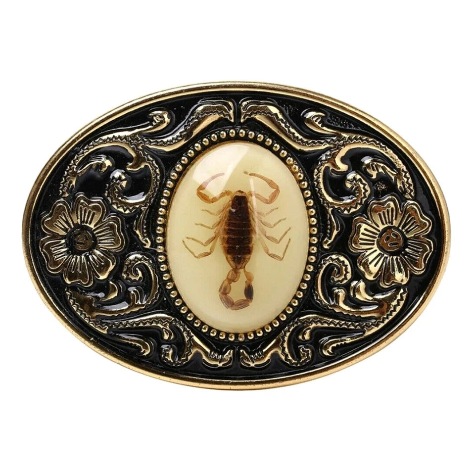 Lumious Men's Gold Scorpion Western Cowboy Belt Buckle | Zinc Alloy