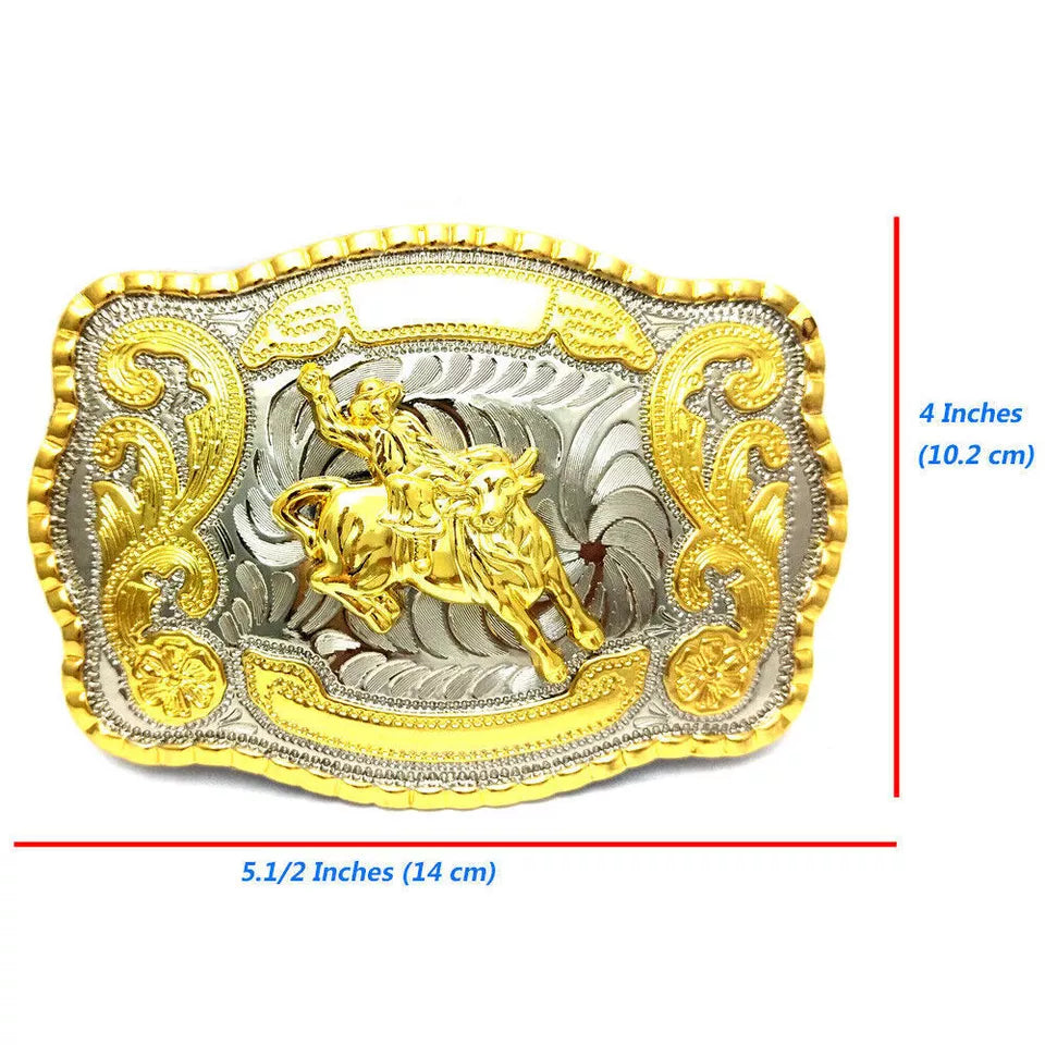 Western Rodeo Bull Rider Belt Buckle for Men - Cowboy Alloy Design