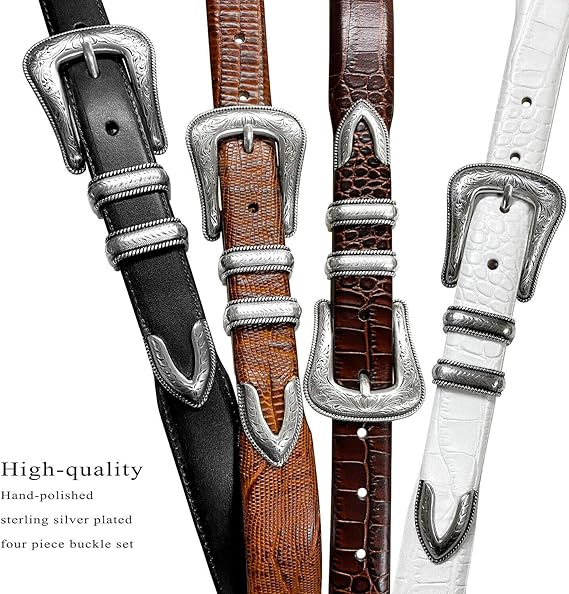 Full-Grain Cowhide Leather Dress Belt – Silver Buckle