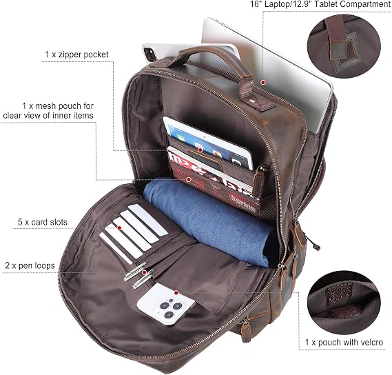 Men's Waterproof Cowhide Executive Backpack – 17