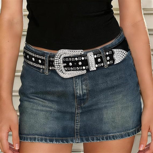 Women's Y2K Punk Rivet Rhinestone Studded Belt