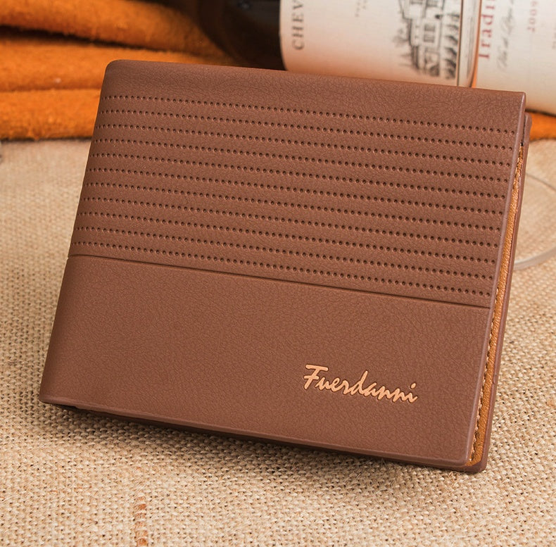 Men’s Bifold Leather Wallet – Slim Design, Six Pockets, Genuine Leather Billfold Purse