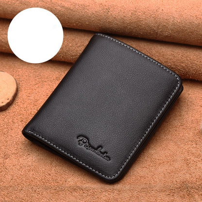 Men’s Short Genuine Leather Ultra-Thin Slim Wallet | Soft Business Style