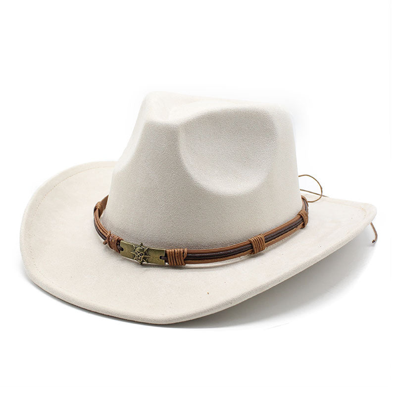 Suede Curling Western Cowboy Hat Ethnic Style Top Hat