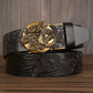 Western Leather Ratchet Belt - Dragon Buckle Precision Fit