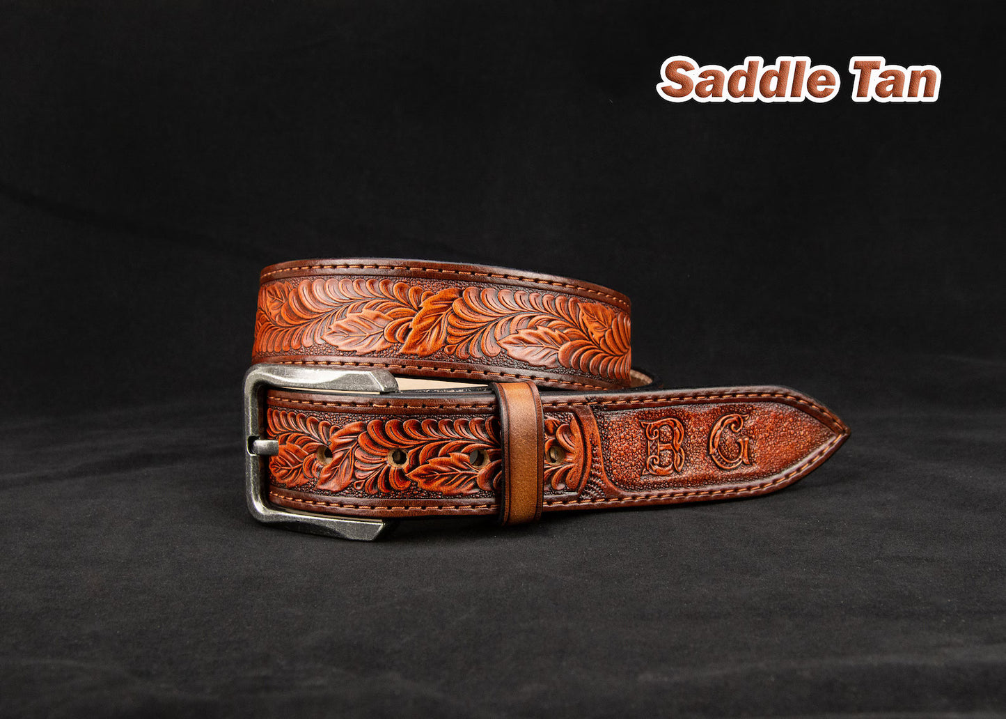 Personalized Tooled Western Leather Belt – Custom Made