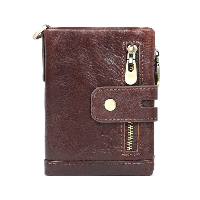 Luxurious Genuine Leather Wallet for Men – RFID Protection, Zipper Coin Pocket, Cowhide Bifold Design