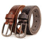 Casual Denim Cowhide Leather Belt - Retro Embossed Style