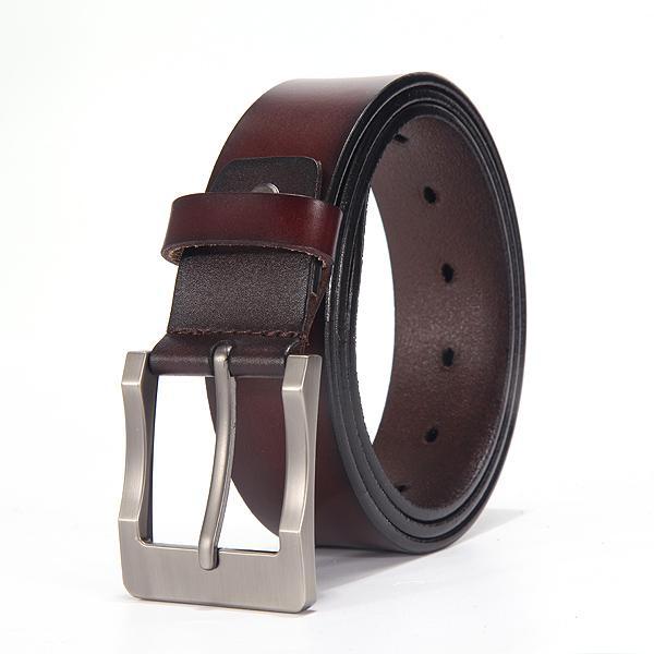 Fashion Men Genuine Leather Adjustable Pin Buckle Belt