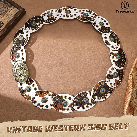 Women's Wide Turquoise Concho Disc Belt