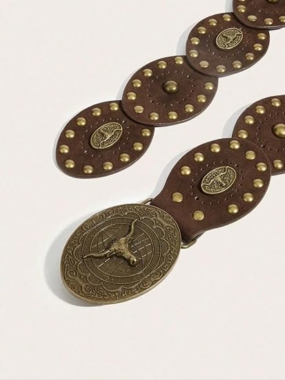 Women's Boho Disc Concho Leather Belt