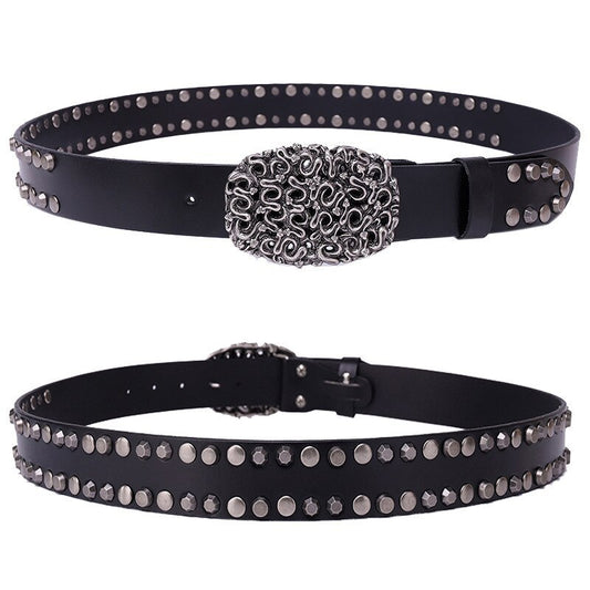Top Layer Cowhide Rivet Punk Biker Belt