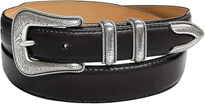 Full-Grain Cowhide Leather Dress Belt – Silver Buckle