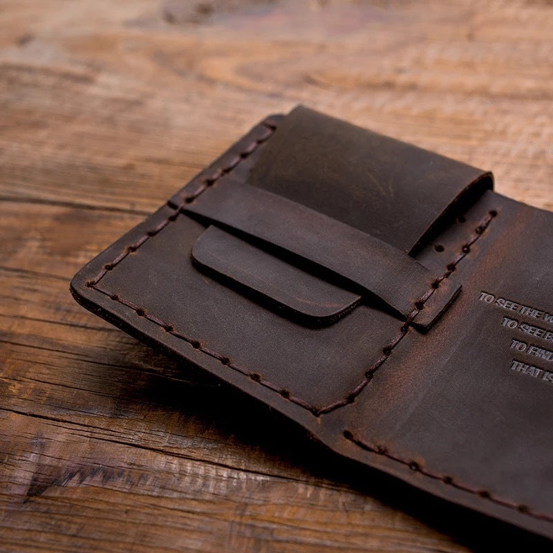 Personalized Retro Day Dreamer Horse Leather Trifold Wallet – Genuine Cowhide