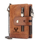 Men’s Bifold Genuine Leather Wallet with Double Zipper, RFID Blocking, Card Holder & Coin Pocket