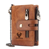 Men’s Bifold Genuine Leather Wallet with Double Zipper, RFID Blocking, Card Holder & Coin Pocket