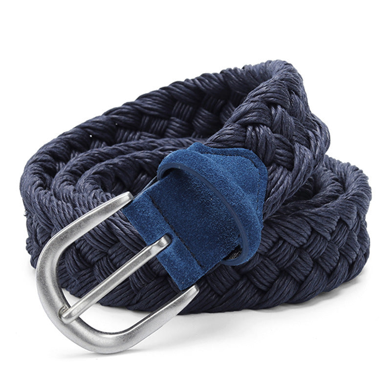 Men’s Suede Woven Canvas Golf Belt with Alloy Square Buckle