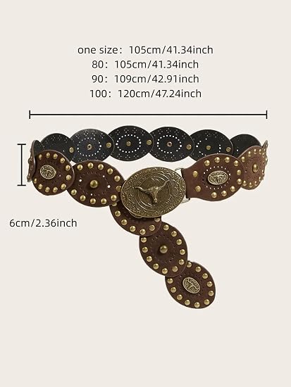 Women's Boho Disc Concho Leather Belt