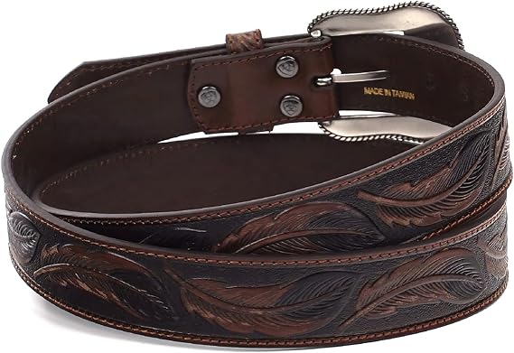 Men's Feather Embossed Leather Belt – Exchangeable Buckle