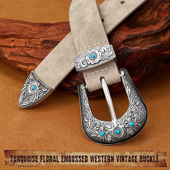 Women's Suede Western Belt – Turquoise Accents