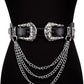 Women's Vintage Chain Leather Belt – Double Buckle